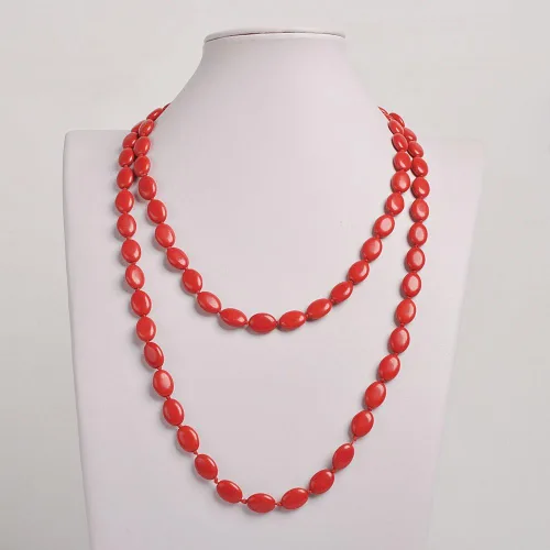 Vista 4 de Jane Stone Funky - Collar con colgante de doble hebra color rojo turquesa con doble capa collar en racimo