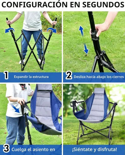 Vista 7 de [Usado] Docusvect Silla de Camping en Forma de Hamaca - Silla de Hamaca Portátil de 3 Alturas para Camping con Respaldo Ajustable, Reposacabezas
