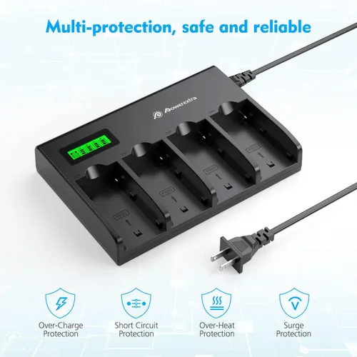 Vista 5 de Powerextra Cargador de batería de 4 canales con pantalla LCD para cámara Sony NP-F970, NP-F960, NP-F950, NP-F930, NP-F770, NP-F750, NP-F570, NP-F550