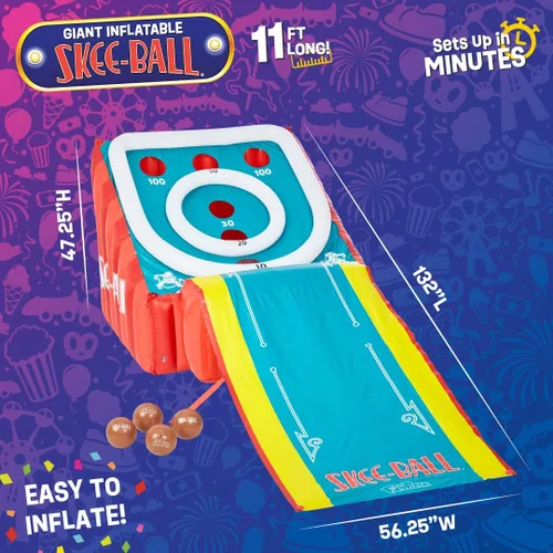 Vista 3 de Flybar FunPark - Juego inflable gigante de 11 pies, juegos de patio trasero al aire libre para niños y adultos, 4 bolas y bomba de aire eléctrica