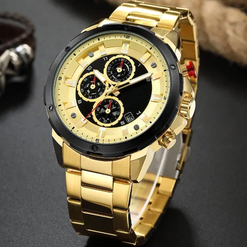 Vista 3 de FANMIS Relojes de cuarzo de lujo para hombre, cronógrafo, cronógrafo, de acero inoxidable, impermeable, reloj de pulsera
