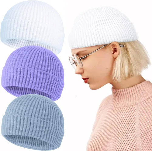 Vista 48 de ROYBENS Swag Wool Knit Cuff Short Fisherman Beanie for Men Women Winter Hat 1 albaricoque