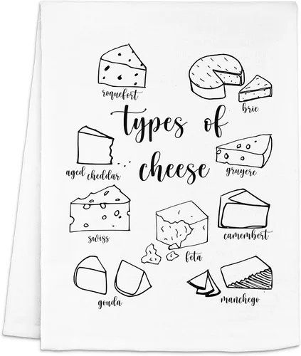 Vista 16 de Moonlight Makers Divertidas toallas de cocina con temática de queso, toallas decorativas hechas a mano de algodón, paño de té absorbente, regalos