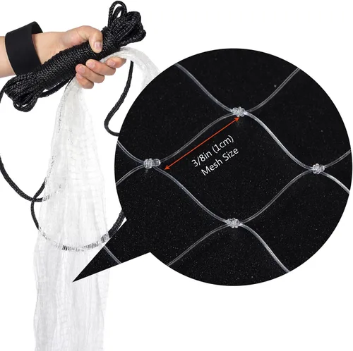 Vista 4 de BASSDASH American Saltwater Fishing Cast Net 3/8 1/4-Inch Mesh 4ft 6ft 8ft Radius, 1-Pound Per Foot, for Bait Fish with Utility Bucket Casting