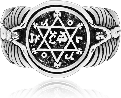 Vista 2 de Anillo de plata de ley 925 con sello de Salomón estrella de David Judaica