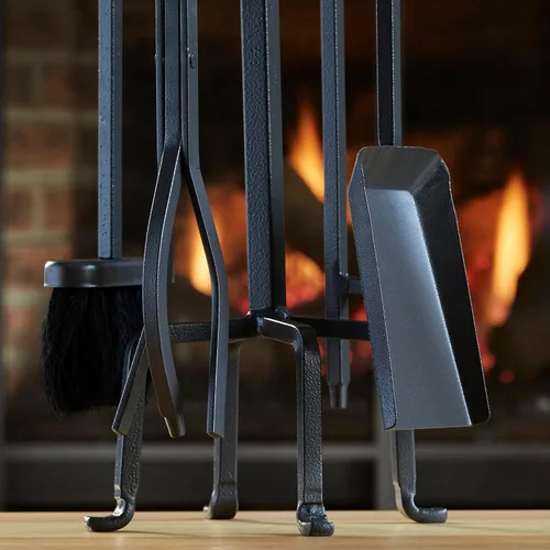 Vista 5 de Uniflame, F-1183 Olde World - Juego de 5 herramientas para chimenea con acabado de hierro con asas de bucle Loop Handles