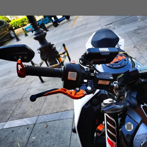 Vista 2 de NIKKHO Palanca de embrague de freno TRK502 motocicleta CNC ajustable extensible manillar palanca de embrague de freno plegable para Be&Nelli Jinpeng