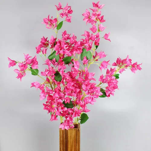 Vista 2 de Flores de rosas artificiales, 47.2 pulgadas, flores artificiales de seda de buganvilla, ramas de árbol, guirnaldas de flores de seda de buganvilla