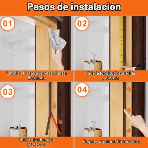 Vista 8 de Tira de Sellado de Puerta de Goma Marrón para Intemperie, Tira de Sellado de Puerta en Forma de D, Cinta de Aislamiento de Marco Autoadhesiva
