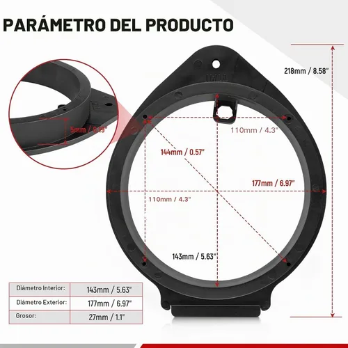 Vista 3 de RED WOLF Puerta delantera/trasera de 6.5 pulgadas de actualización de altavoz del mercado de accesorios Instalar espaciadores de soporte
