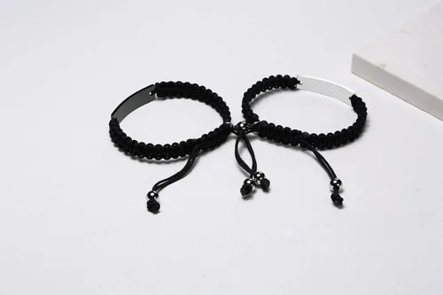 Vista 3 de VNOX Juego de 2 3 4 5 pulseras de cuerda trenzada hechas a mano para dama de honor pareja