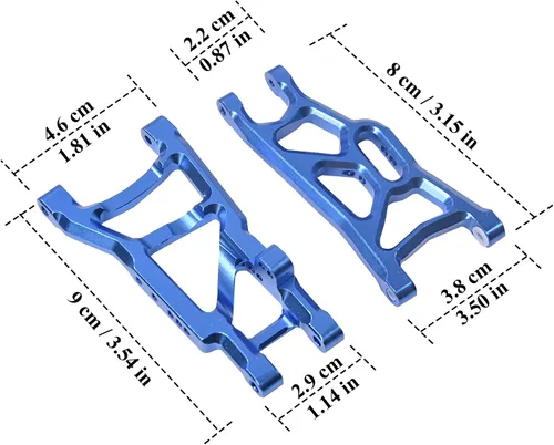 Vista 4 de Hosim Juego de brazos A de suspensión delantera y trasera de aluminio a control remoto, barra de amarre para 1/10 Slash 2WD RC Car Upgrade Parts Hop