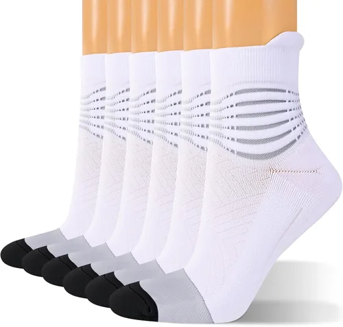 Vista 20 de Calcetines de compresión para el tobillo para mujer, con absorción Coolmax, deportivos y acolchados, alivio de la fascitis plantar, paquete de 2, 3