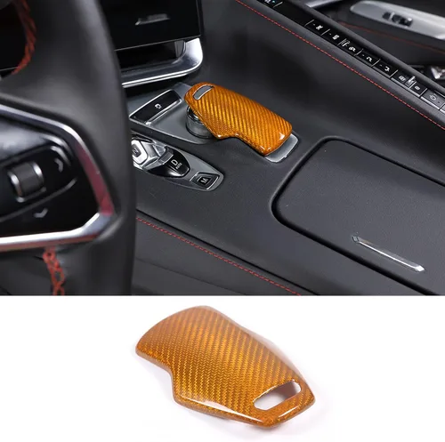 Vista 8 de Daeiclru Cubierta de la perilla de la palanca de cambios de fibra de carbono real compatible con Corvette C8 Z06 Z51 2020-2023, cubierta de perilla