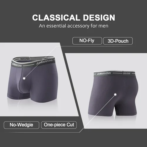 Vista 2 de BAMBOO COOL Ropa interior para hombre, con bolsa 3D, ultra suave, para hombre, ropa interior deportiva elástica