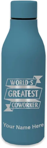 Vista 8 de LaserGram Botella de agua de acero inoxidable de doble pared, el mejor compañero de trabajo del mundo, grabado personalizado incluido
