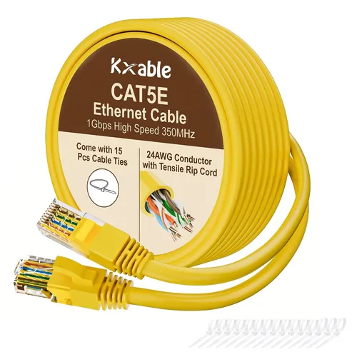 Vista 7 de Cable Ethernet Cat5e de 25 pies, cable de Internet Cat 5e largo, cable de conexión sin enganches negro, flexible, red, LAN, PoE, conector RJ45