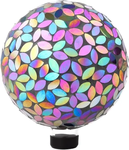 Vista 14 de Lily's Home Colorida bola de vidrio de mosaico, diseñada con un impresionante patrón de mosaico holográfico de pétalos para traer color a cualquier