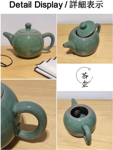Vista 3 de Tetera Celadon, tetera de porcelana verde jade, utensilio de té de kungfu, ceremonia de té, 4 colores opcionales, (verde claro)