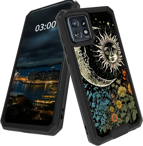 Vista 15 de Funda para Motorola Edge Plus para Moto Edge Plus 2023 con diseño de patrón de mariposa artística a prueba de caídas de policarbonato duro de doble