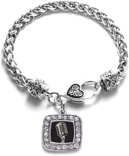 Vista 53 de Pulsera de dijes cuadrados de plata con joyería de circonita cúbica