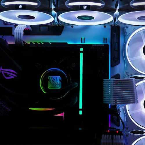 Vista 3 de AsiaHorse Tira de Luz ARGB para Placa Base, 24 RGB Direccionables Independientes, 5V 3-pin Aura Sync, Kit de Piezas de PC LED Lightsaber-X