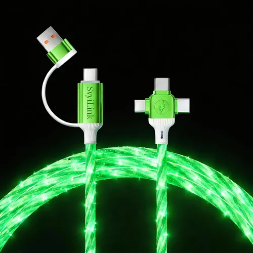 Vista 18 de Cable USB PD cargador rápido iluminado (USB 4 en 1 azul), soporta transferencia de datos, se puede utilizar como luz nocturna, longitud del cable