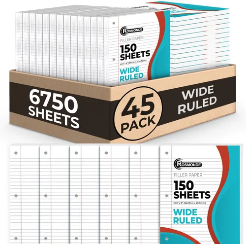 Vista 10 de Rosmonde Papel de hojas sueltas a granel, 3600 hojas, paquete de 24, hojas cuadriculadas, 8 x 10.5 pulgadas, 150 hojas/paquete, 3 perforaciones