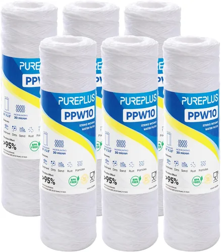 Vista 13 de PUREPLUS Filtro de sedimentos para heridas de cuerda para toda la casa de 10 micrones de 10 x 2.5 pulgadas para agua de pozo, cartucho de repuesto