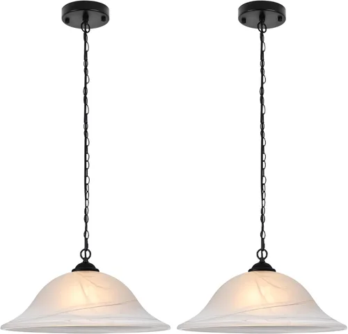 Vista 12 de Luces colgantes de isla para cocina, lámpara colgante dorada vintage de 11.8 pulgadas, lámpara colgante de vidrio esmerilado, 1 paquete, luces