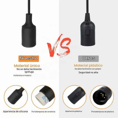 Vista 3 de Enchufe de cable de luz colgante de 15 pies, enchufe de lámpara colgante E26 con interruptor de encendido y apagado, base E27, cable de extensión