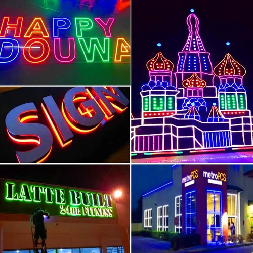Vista 4 de Luces LED para ventana, luces LED para escaparate, impermeables, luces decorativas de negocios, 12 V, 5050, luces LED para publicidad, letreros LED