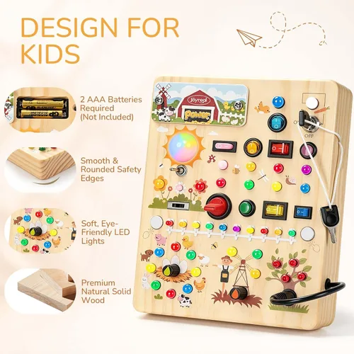 Vista 5 de Joyreal Tablero ocupado con 17 interruptores LED, juguetes Montessori