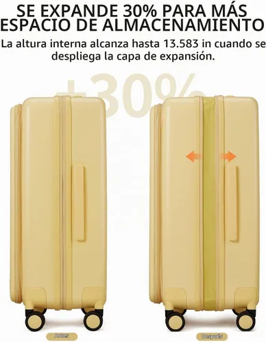 Vista 3 de Equipaje con Apertura Superior Tipo Waffle, Queso Amarillo, Maleta de mano de 20 pulg., Moderno
