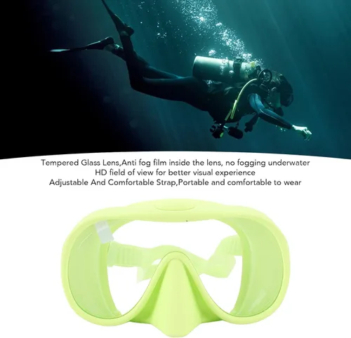 Vista 5 de Luocute Gafas de esnórquel de buceo con película antivaho de vidrio templado, máscara de natación juvenil anti rotura protegida, máscara de natación