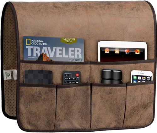 Vista 11 de HAOMAIJIA Organizador antideslizante de reposabrazos para sofá, organizador de almacenamiento lateral para sillón y mesita de noche, para sofá