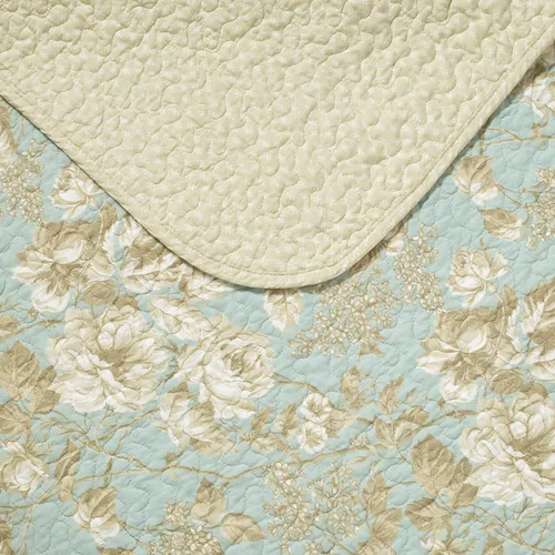 Vista 3 de Juego de colchas reversibles Brompton Serene de Laura Ashley, Algodón, Serene, gemelo