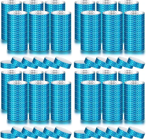 Vista 14 de Epakh 600 muñequeras de papel neón, colores surtidos Pulseras impermeables para fiestas de eventos, banda adhesiva para control de entrada