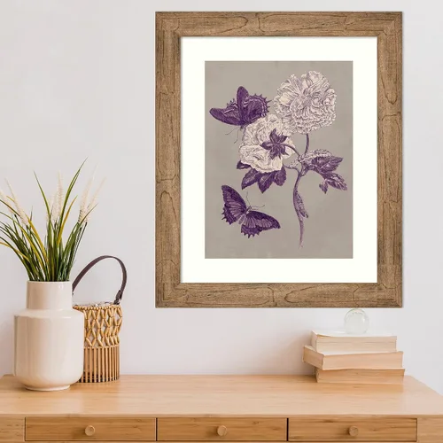 Vista 5 de Amanti Art Lienzo decorativo para pared, 24 x 20 pulgadas, estudio de la naturaleza en ciruela y gris pardo IV por Maria Merian, arte de pared