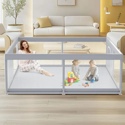 Vista 15 de XVISHX Corralito para bebés de 50 x 50 pulgadas, corralito para bebés y niños pequeños, corralito de juegos para interiores y exteriores, con tela