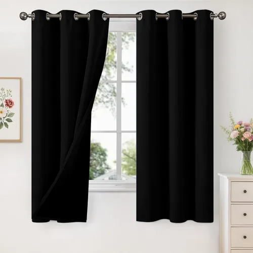 Vista 152 de YoungsTex - Cortinas 100% opacas para dormitorio, con aislamiento térmico y ojales, cortinas oscuras negras con capa pesada para ventana de sala