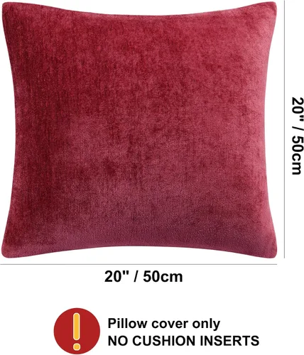 Vista 7 de PiccoCasa Juego de 2 fundas de almohada de chenilla, 20 x 20 pulgadas Borgoña
