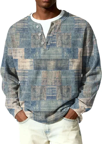 Vista 10 de Camisetas tipo polo de manga larga para hombre, con botones, a rayas, divertidas, de punto, con bolsillo