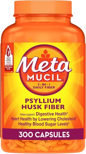 Vista 2 de Metamucil Fibra con calcio 3 en 1 cápsula de psyllium suplemento de fibra con calcio para la salud ósea Cápsulas de 120 ct (OLD)