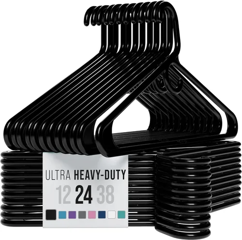 Vista 23 de NEATERIZE Perchas de ropa de plástico ultra resistentes - Aqua - Percha duradera para abrigos, trajes y ropa. Perchas De Ropa (Paquete de 12 - Aqua)