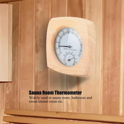 Vista 2 de Haofy Termómetro de sauna 2 en 1, termómetro digital higrómetro, higrómetro de madera para sala de vapor, medidor de temperatura