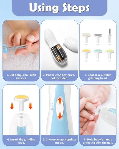 Vista 5 de Lictin Kit de cuidado de la salud y aseo del bebé, juego de recortador de uñas eléctrico 31 en 1, kit de cuidado de guardería para recién nacidos