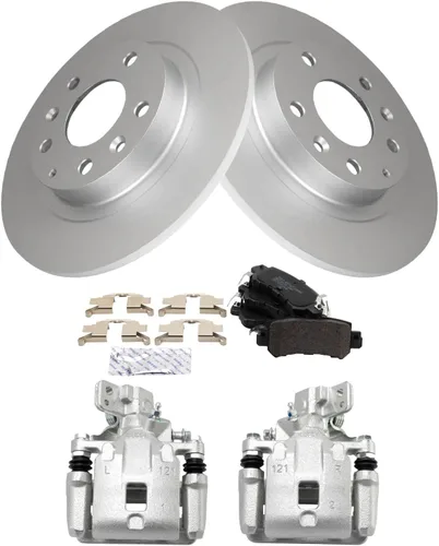 Vista 2 de TRQ Kit de pastillas de freno trasero y rotor compatibles con Mazda CX-3 2016-2018