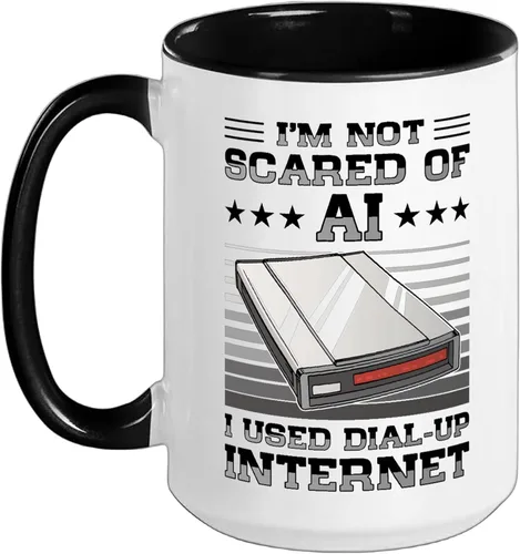 Vista 11 de 90s Nostalgia Retro 90s Dial Up Internet Vintage Ceramic Mug, Black/White