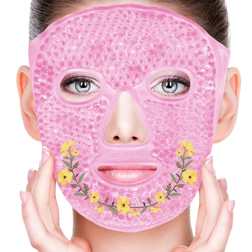 Vista 17 de Máscaras faciales frías, máscara facial de hielo, compresa fría y caliente, ojeras, hinchazón, migrañas y dolor de cabeza, enfriamiento